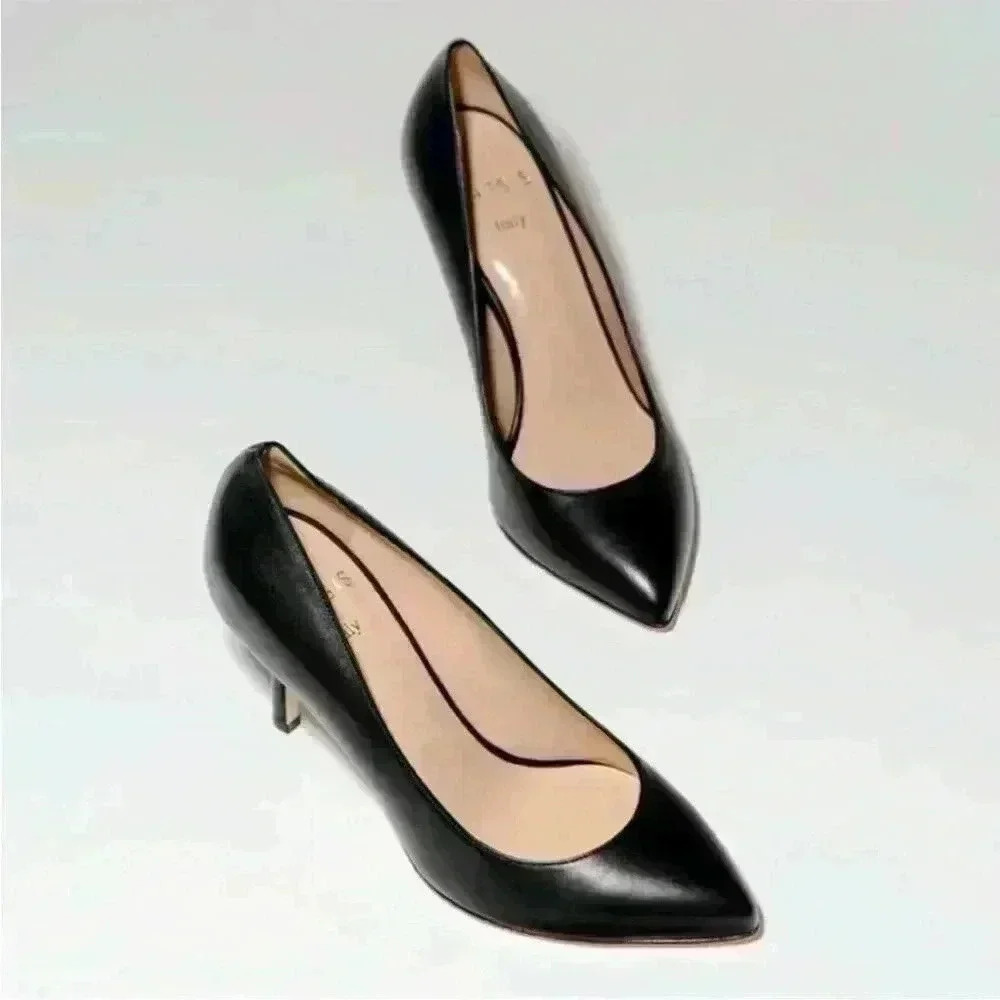 Thesis Couture Eve Classic Pump Designer Heels Black Leather Size EU 38 US 7.5